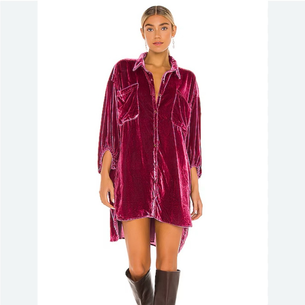 Free People Luxe Velvet Shirt Dress